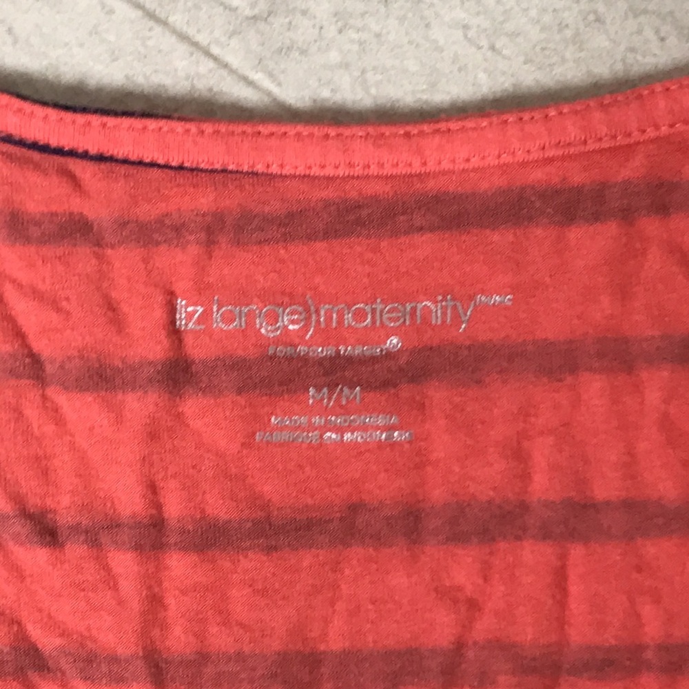 Liz Lange Maternity Dress Sz M Orange Navy Blue - Picture 3 of 7